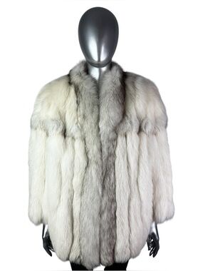 White FOX Jacket, SAGA Fox,  Size M, Certified Vintage Fur w/Storage Bag